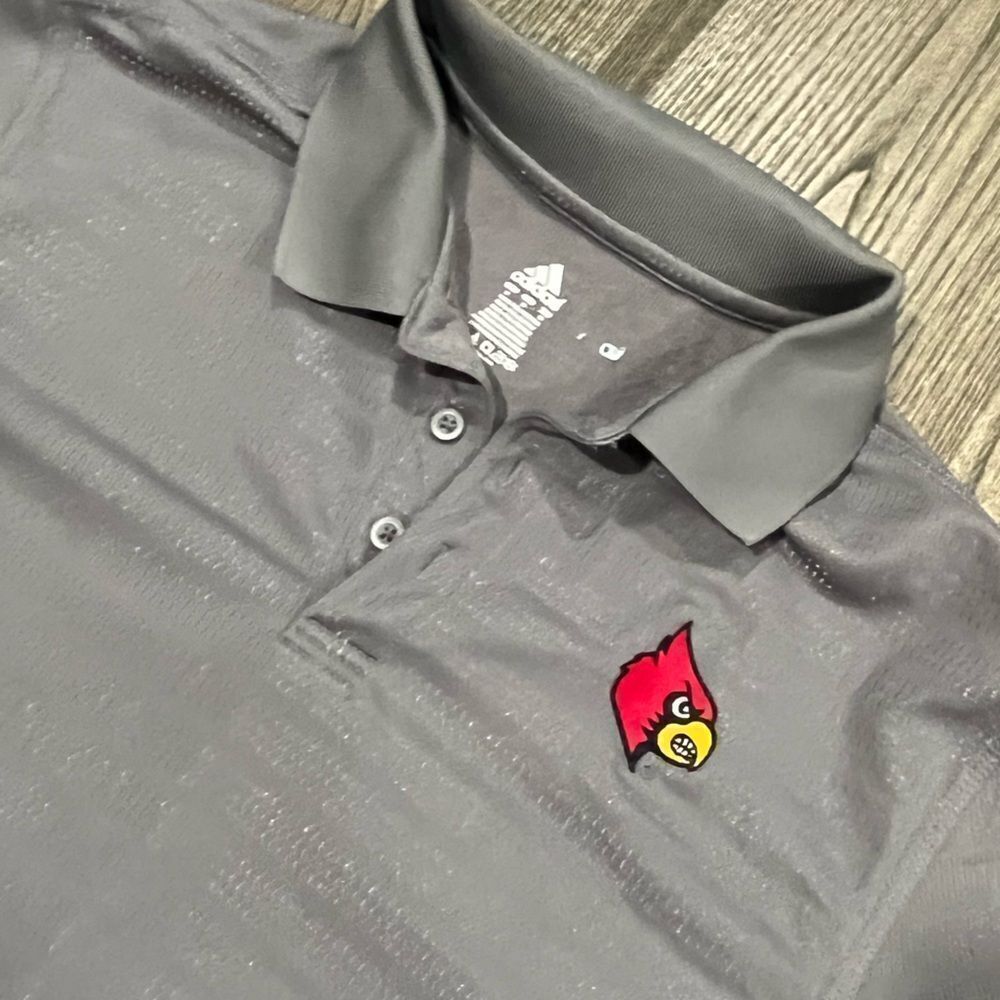 Adidas Polo Shirt Louisville Cardinals Short Sleeve Football Gray Medium - Picture 6 of 6